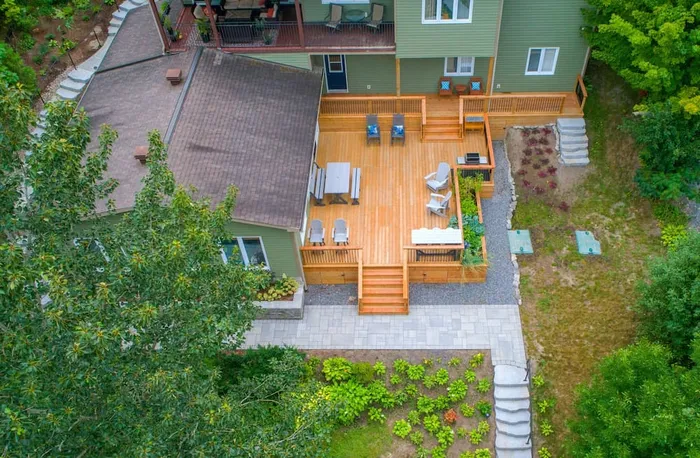 Aerial view of garden suite construction